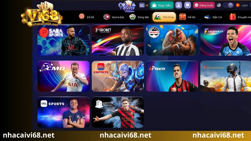 Sảnh thể thao Vi68 rực cháy